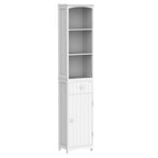 HOMCOM Armadietto da Bagno Salvaspazio Verticale 170cm, Colonna Bagno Alta con 3 Ripiani a Scomparti, Mobile Salvaspazio Stretto, Bianco