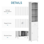 HOMCOM Armadietto da Bagno Salvaspazio Verticale 170cm, Colonna Bagno Alta con 3 Ripiani a Scomparti, Mobile Salvaspazio Stretto, Bianco