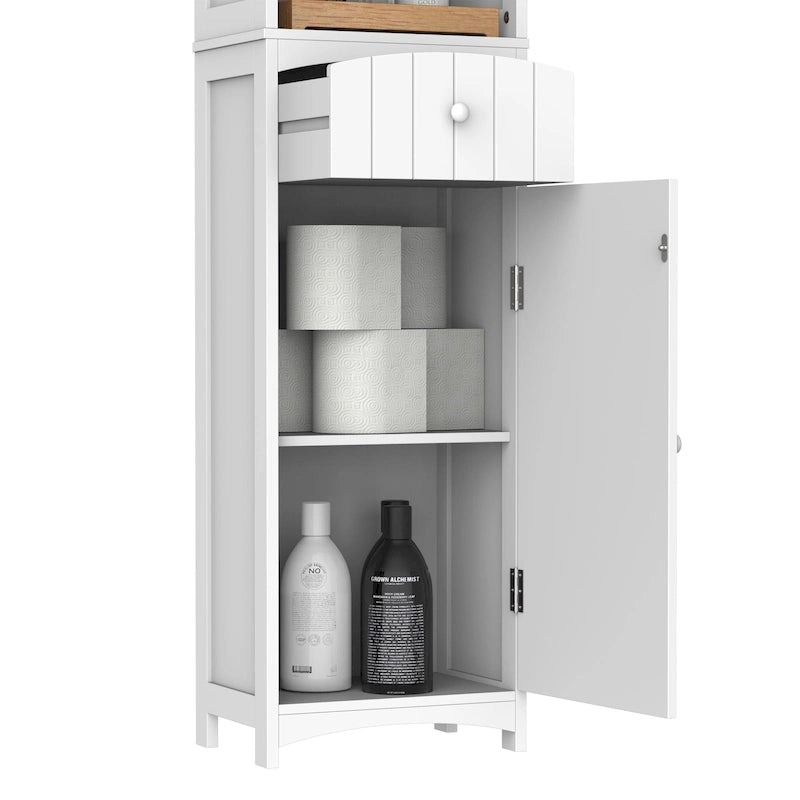 HOMCOM Armadietto da Bagno Salvaspazio Verticale 170cm, Colonna Bagno Alta con 3 Ripiani a Scomparti, Mobile Salvaspazio Stretto, Bianco