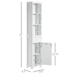 HOMCOM Armadietto da Bagno Salvaspazio Verticale 170cm, Colonna Bagno Alta con 3 Ripiani a Scomparti, Mobile Salvaspazio Stretto, Bianco