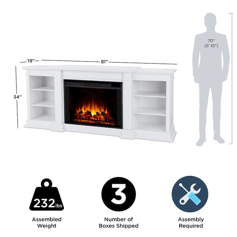 Mobile TV con caminetto elettrico Eliot 81 Grand in bianco di Real Flame