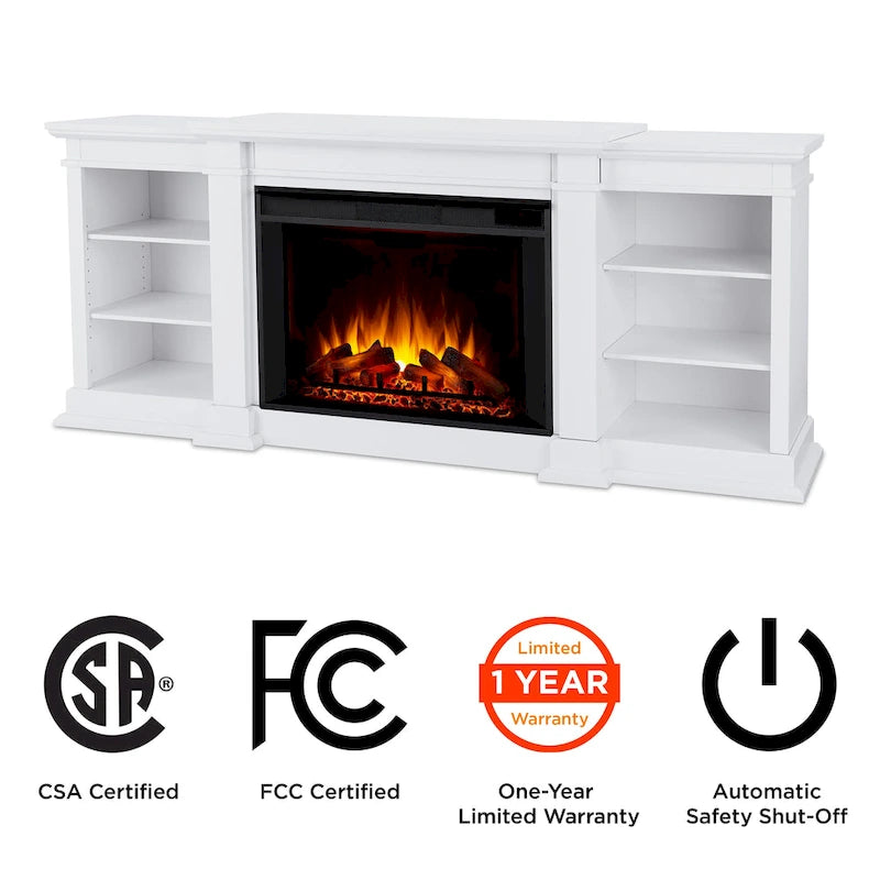 Mobile TV con caminetto elettrico Eliot 81 Grand in bianco di Real Flame
