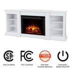 Mobile TV con caminetto elettrico Eliot 81 Grand in bianco di Real Flame
