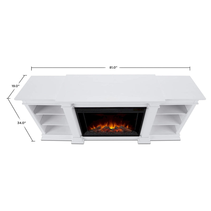 Mobile TV con caminetto elettrico Eliot 81 Grand in bianco di Real Flame