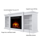 Mobile TV con caminetto elettrico Eliot 81 Grand in bianco di Real Flame