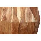 Table d'appoint artisanale Bon 22 pouces, bois d'acacia massif multifacette, plateau octogonal, marron naturel