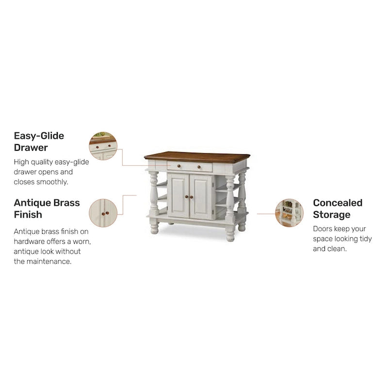 Isola da Cucina Americana Off-White con Contenitore