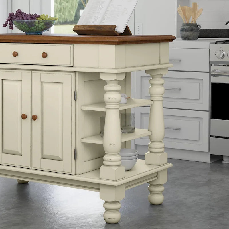 Isola da Cucina Americana Off-White con Contenitore