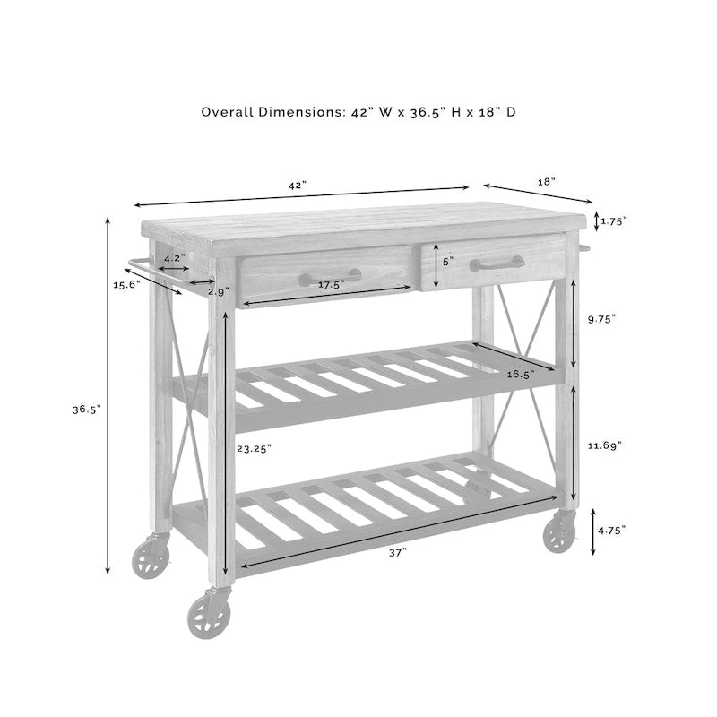 Carrello da cucina Crosley Roots - 42L x 18P x 36,75A