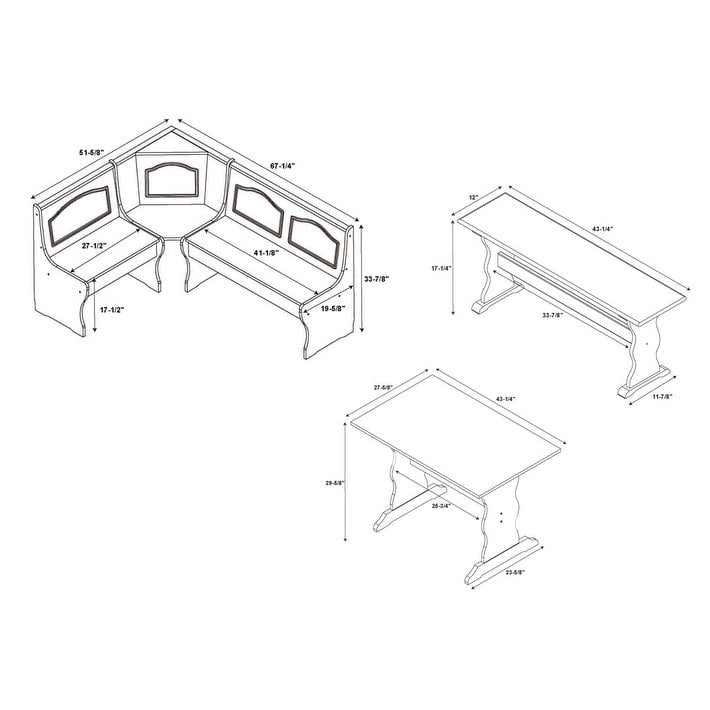 Set da pranzo Moens Walnut con angolo colazione, 3 pezzi
