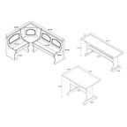 Set da pranzo Moens Walnut con angolo colazione, 3 pezzi