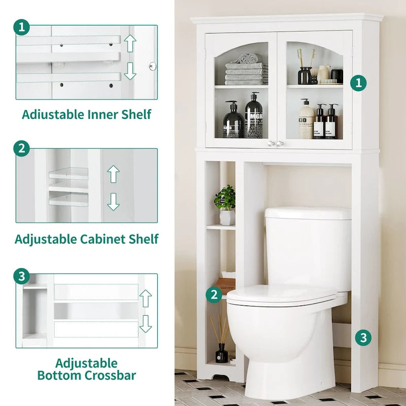 Organizzatore Armadietto Bagno Sopra il WC a 3 Ripiani Regolabili