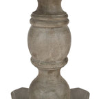 Table à manger 42 po, en bois de mangue fait à la main, piédestal, plateau moulé rond, blanc délavé, gris