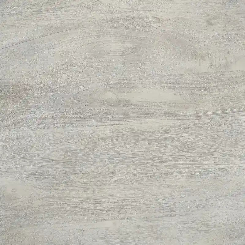 Table à manger 42 po, en bois de mangue fait à la main, piédestal, plateau moulé rond, blanc délavé, gris