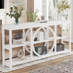 Table console de 70,9 pouces avec pieds en métal au design créatif, tables d'appoint étroites et longues à 3 niveaux pour entrée