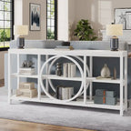 Table console de 70,9 pouces avec pieds en métal au design créatif, tables d'appoint étroites et longues à 3 niveaux pour entrée