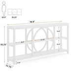 Table console de 70,9 pouces avec pieds en métal au design créatif, tables d'appoint étroites et longues à 3 niveaux pour entrée
