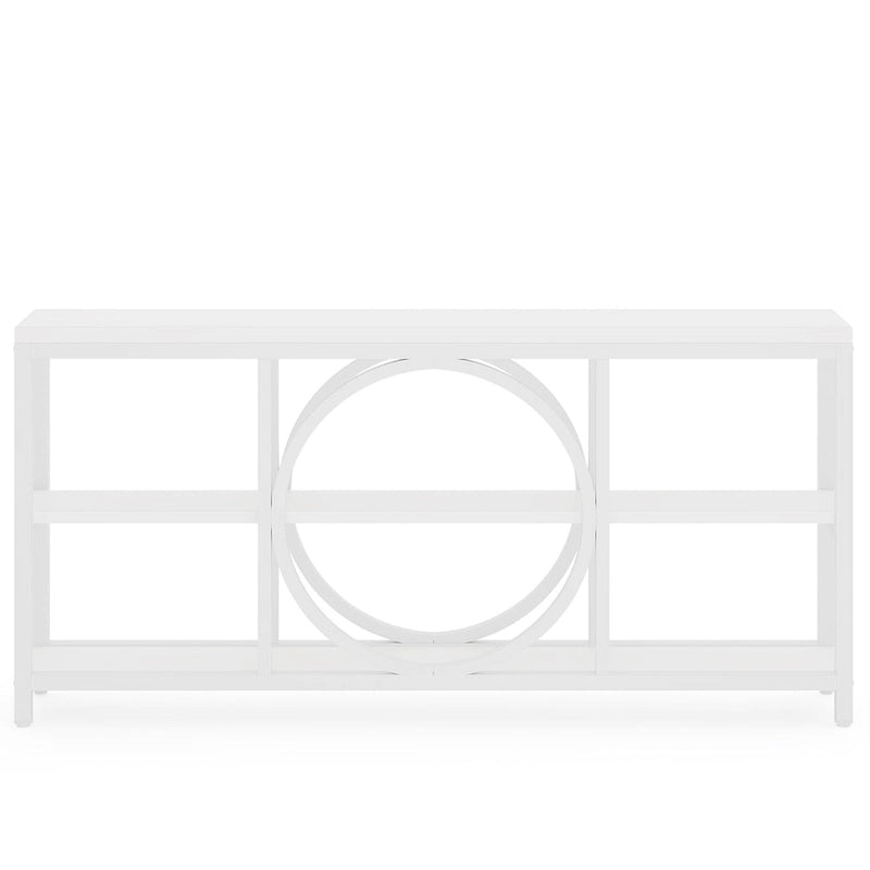 Table console de 70,9 pouces avec pieds en métal au design créatif, tables d'appoint étroites et longues à 3 niveaux pour entrée