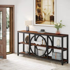 Table console de 70,9 pouces avec pieds en métal au design créatif, tables d'appoint étroites et longues à 3 niveaux pour entrée