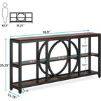 Table console de 70,9 pouces avec pieds en métal au design créatif, tables d'appoint étroites et longues à 3 niveaux pour entrée