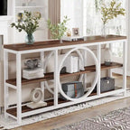 Table console de 70,9 pouces avec pieds en métal au design créatif, tables d'appoint étroites et longues à 3 niveaux pour entrée