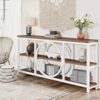 Table console de 70,9 pouces avec pieds en métal au design créatif, tables d'appoint étroites et longues à 3 niveaux pour entrée