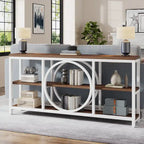 Table console de 70,9 pouces avec pieds en métal au design créatif, tables d'appoint étroites et longues à 3 niveaux pour entrée
