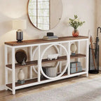 Table console de 70,9 pouces avec pieds en métal au design créatif, tables d'appoint étroites et longues à 3 niveaux pour entrée
