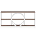 Table console de 70,9 pouces avec pieds en métal au design créatif, tables d'appoint étroites et longues à 3 niveaux pour entrée