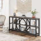 Table console de 70,9 pouces avec pieds en métal au design créatif, tables d'appoint étroites et longues à 3 niveaux pour entrée