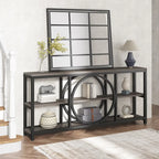 Table console de 70,9 pouces avec pieds en métal au design créatif, tables d'appoint étroites et longues à 3 niveaux pour entrée