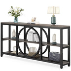 Table console de 70,9 pouces avec pieds en métal au design créatif, tables d'appoint étroites et longues à 3 niveaux pour entrée