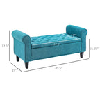 Banc de rangement HOMCOM 50, banc capitonné en bout de lit avec accoudoirs roulés, pieds en bois, banc de rangement capitonné gris