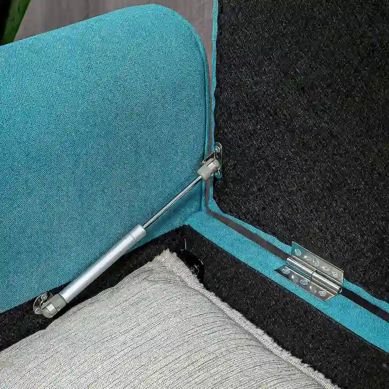 Banc de rangement HOMCOM 50, banc capitonné en bout de lit avec accoudoirs roulés, pieds en bois, banc de rangement capitonné gris