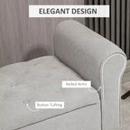 Banc de rangement HOMCOM 50, banc capitonné en bout de lit avec accoudoirs roulés, pieds en bois, banc de rangement capitonné gris