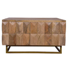 Table basse coffre de rangement à plateau relevable de 33 pouces, carrée, en bois de manguier, marron naturel