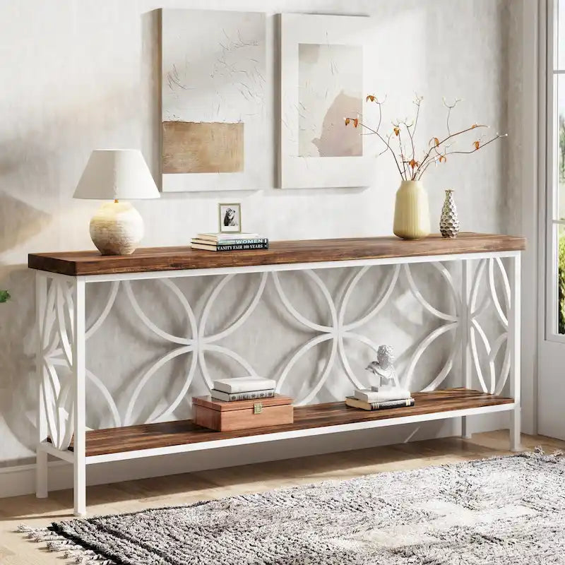 Table de canapé longue de 70,9 pouces, console industrielle - 70,9 L 11,8 P 31,9 H