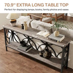 Tavolo da divano lungo 180 cm, tavolo consolle industriale - 180 L x 30 P x 81 A cm