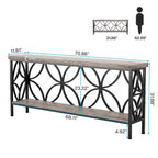 Tavolo da divano lungo 180 cm, tavolo consolle industriale - 180 L x 30 P x 81 A cm
