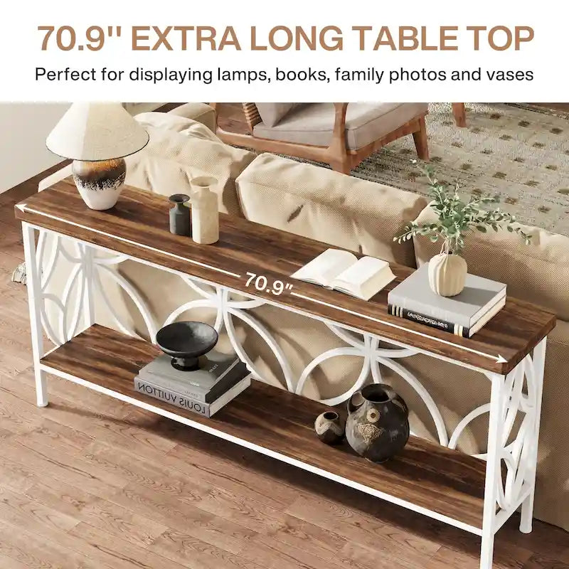 Tavolo da divano lungo 180 cm, tavolo consolle industriale - 180 L x 30 P x 81 A cm