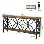 Tavolo da divano lungo 180 cm, tavolo consolle industriale - 180 L x 30 P x 81 A cm