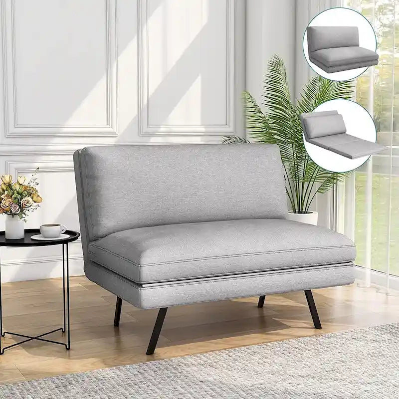 Canapé-lit futon, canapé convertible pliable en mousse à mémoire de forme avec accoudoirs réglables pour petits espaces