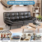 Canapé-lit futon, canapé convertible pliable en mousse à mémoire de forme avec accoudoirs réglables pour petits espaces