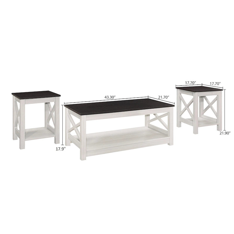 Set tavolini da caffè 3 pezzi Wayne