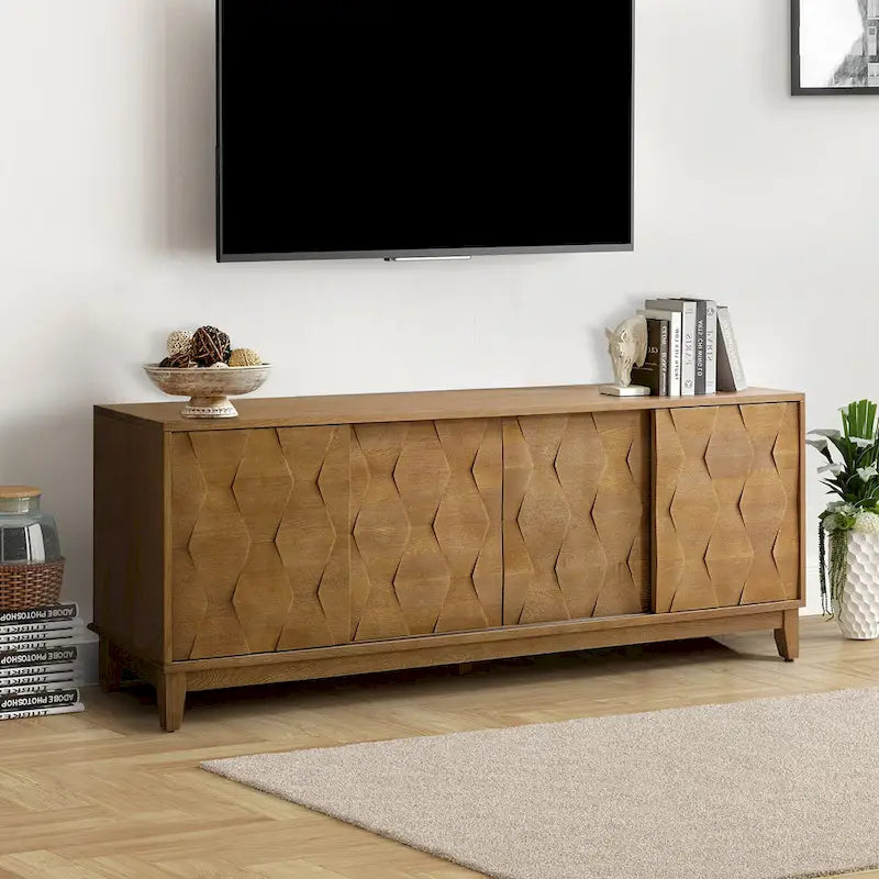 Mobile TV August Modern Media Console con 2 cassetti e ante scorrevoli per TV fino a 78 pollici di HULALA HOME