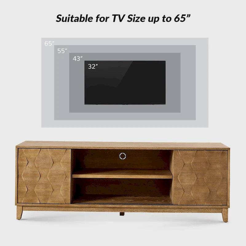 Mobile TV August Modern Media Console con 2 cassetti e ante scorrevoli per TV fino a 78 pollici di HULALA HOME