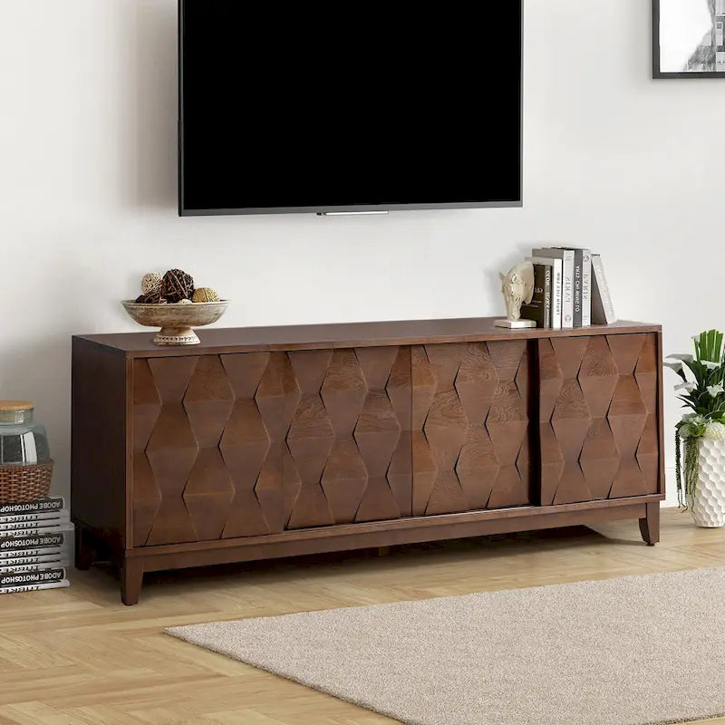 Mobile TV August Modern Media Console con 2 cassetti e ante scorrevoli per TV fino a 78 pollici di HULALA HOME