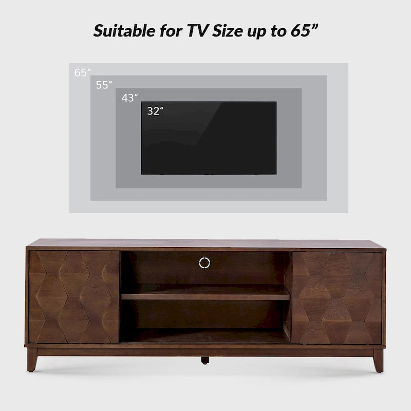 Mobile TV August Modern Media Console con 2 cassetti e ante scorrevoli per TV fino a 78 pollici di HULALA HOME