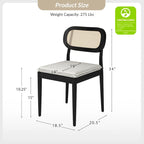 Chaise de salle à manger Konstantin en bois massif moderne avec dossier en rotin et coussin amovible, lot de 6, par HULALA HOME