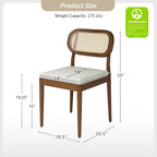 Chaise de salle à manger Konstantin en bois massif moderne avec dossier en rotin et coussin amovible, lot de 6, par HULALA HOME